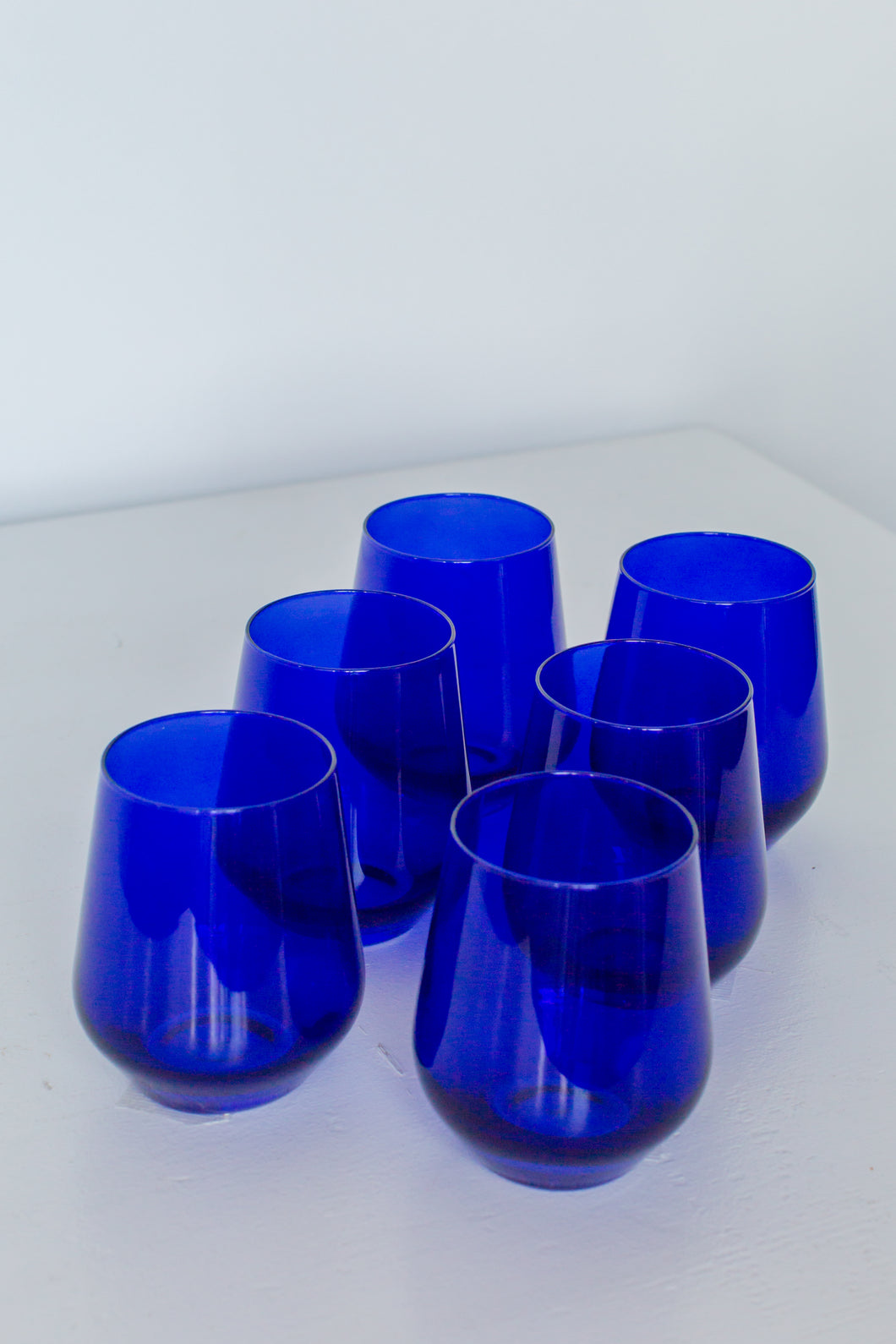 Estelle Colored Wine Stemless Set Of 6 Royal Blue Estelle Colored Glass 