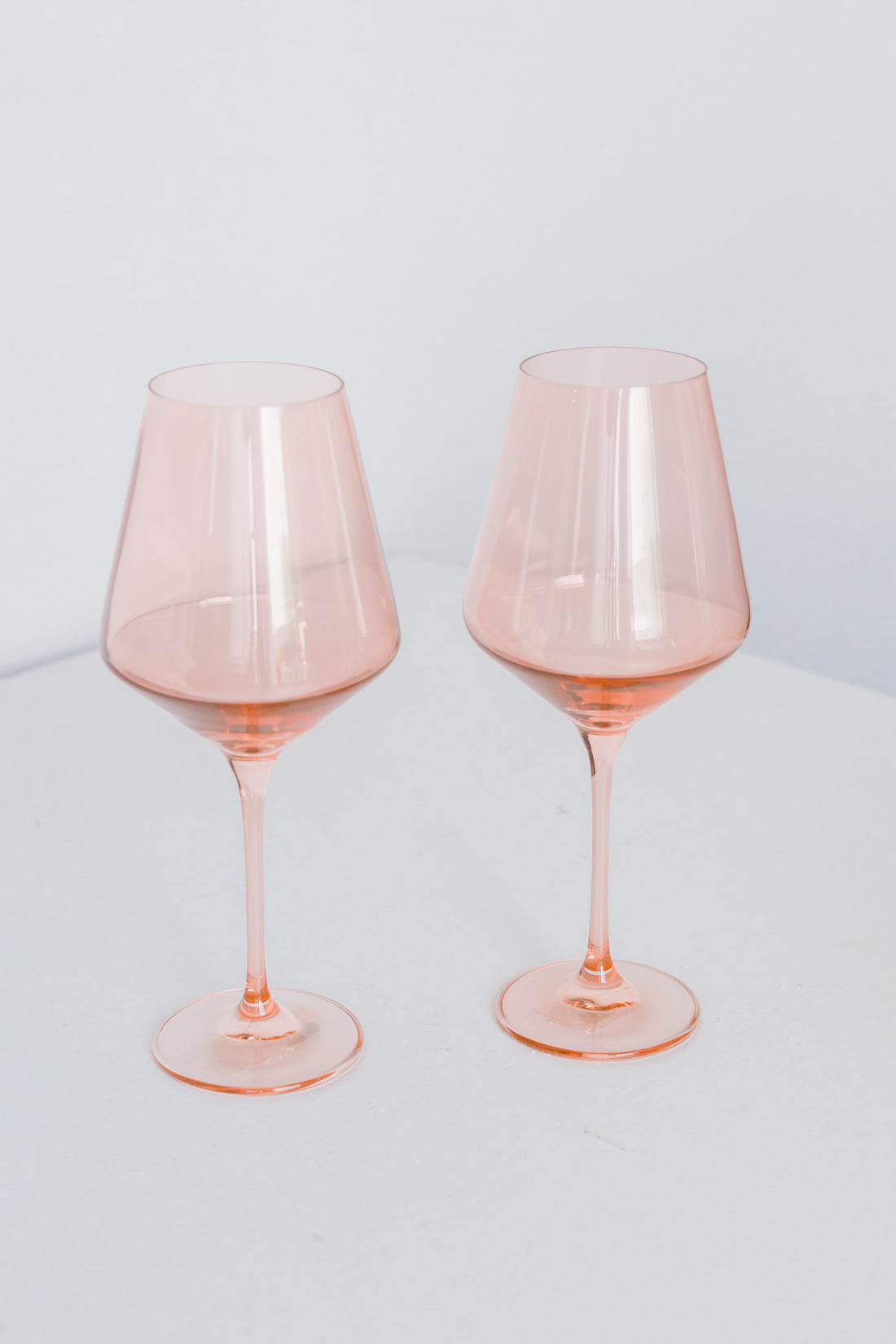Stemmed Wine Glasses in Coral Peach Pink (set of 6) - Fieldshop by