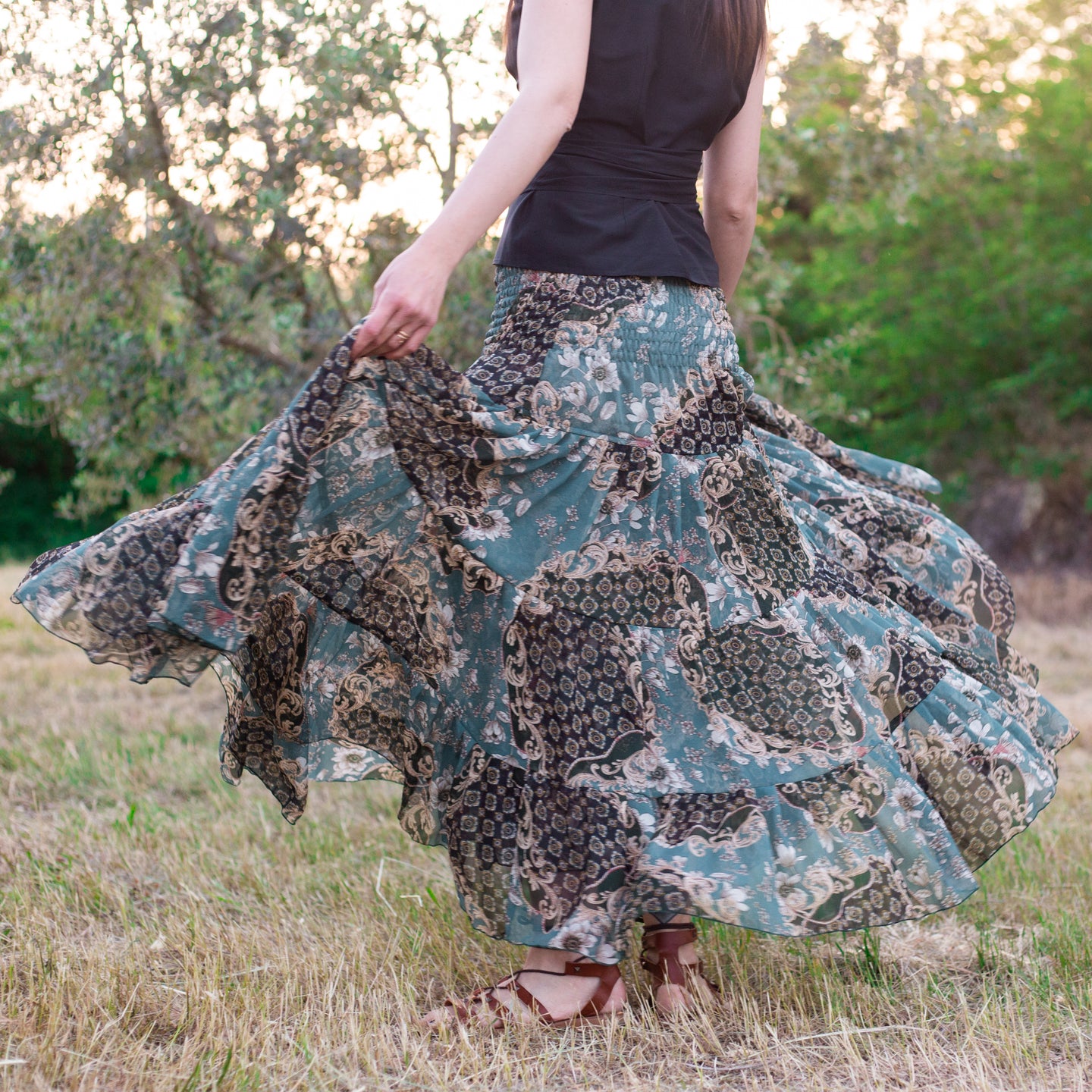 falda larga VERSAI | Falda verde - SINGbarcelona