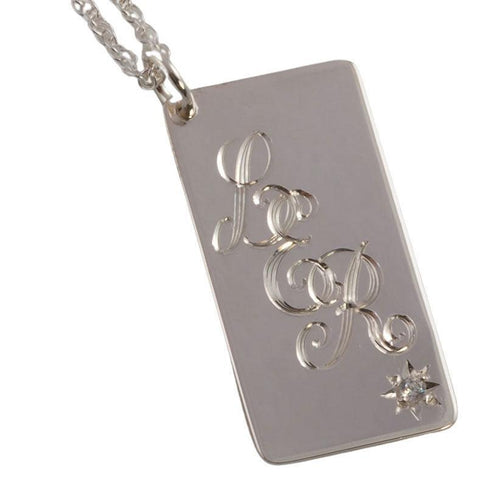 Entwined Script Hand Engraved Initials Sterling Silver Pendant