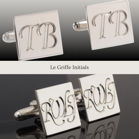 Le griffe initials on silver cufflinks