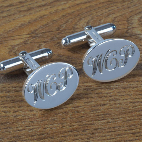 Sterling Silver Oval Monogrammed Initials Bracelet