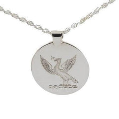 sterling silver necklace with hand engraved bird crest