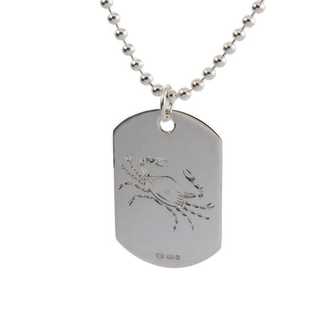 engraved sterling silver cancer zodiac sign mens dog tag