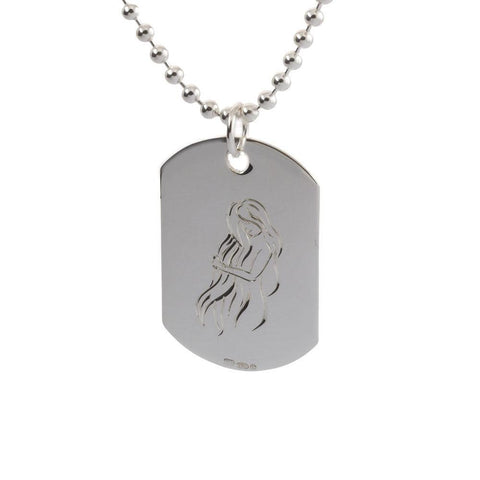 engraved sterling silver virgo mens dog tag necklace