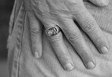 sterling silver signet ring old english hand engraved initials