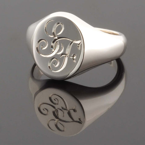 Carved Script Monogram Ring