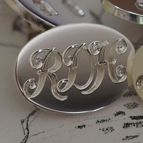 Script lettering hand engraved cufflinks