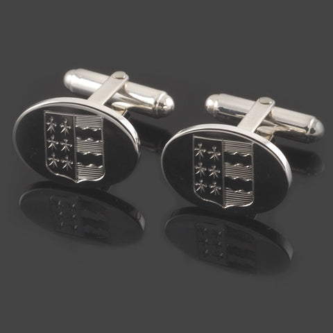 sterling silver cufflinks hand engraved with shield crest