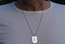 sterling silver mens dog tag engraved leo star sign