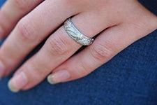 sterling silver hand carved wedding ring