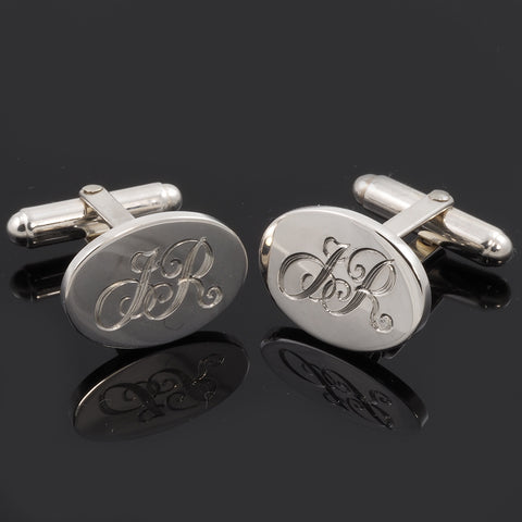 Entwined script hand engraved cufflinks