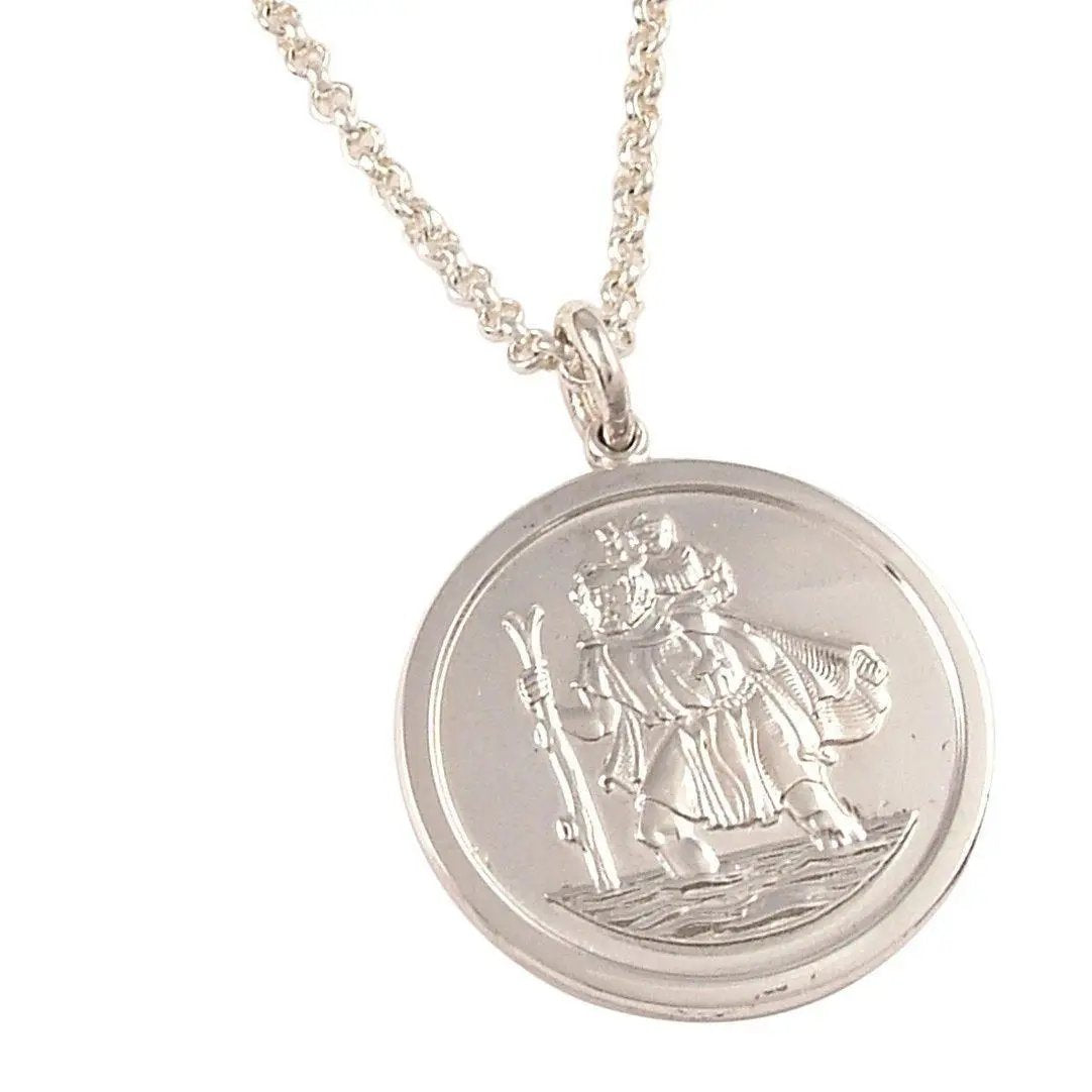 Vintage Style 18mm Personalised Silver St Christopher Necklace - Scarlett  Jewellery