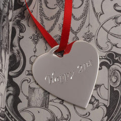 sterling silver personalised christmas heart decoration