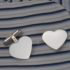 Hand Engraved Sterling Silver Heart Cufflinks Personalised
