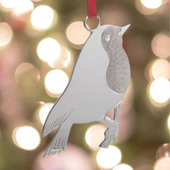 handmade sterling silver robin christmas tree decoration