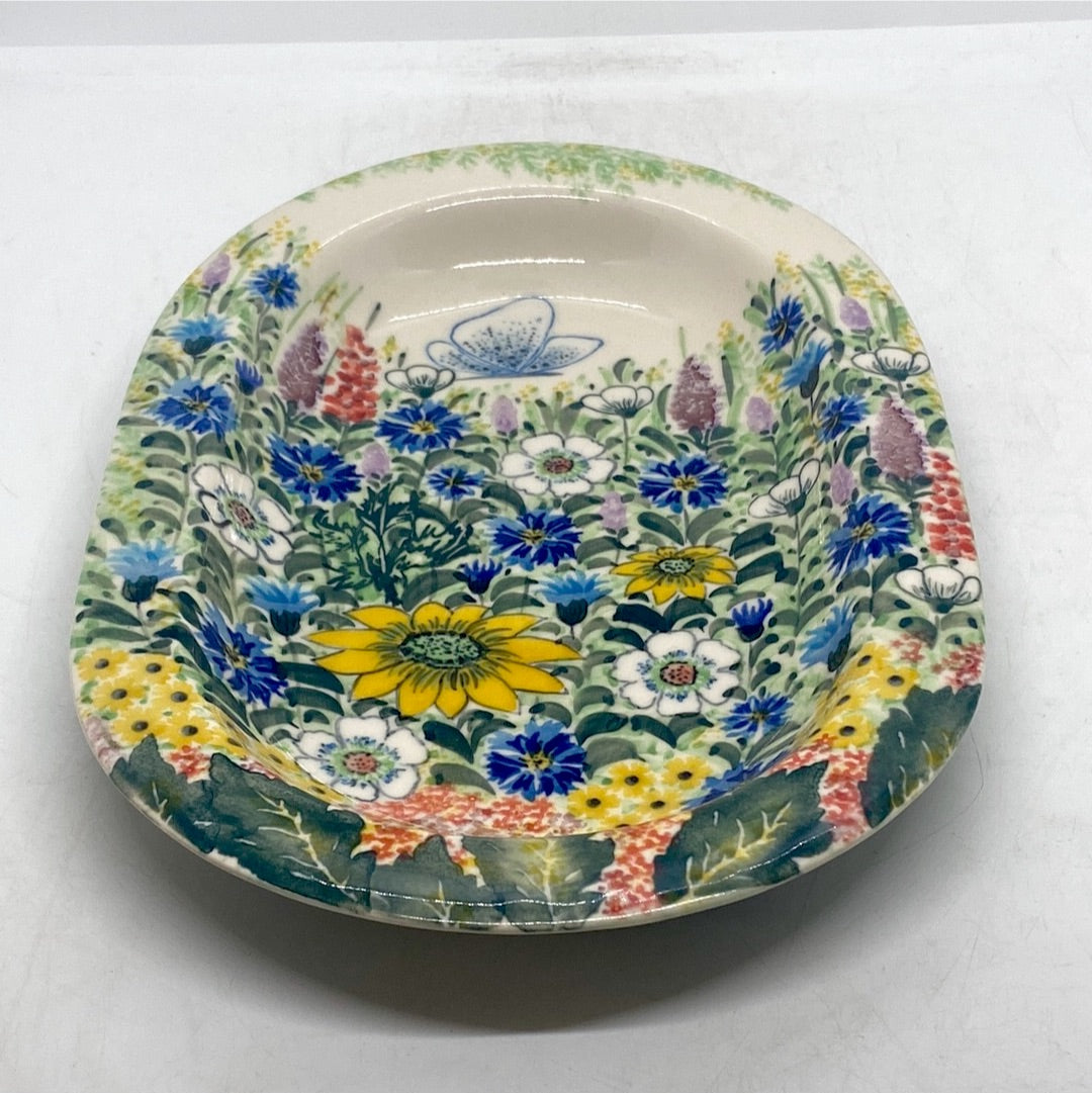 9028 Malwa Small Oblong Plate Queen of Fields Blue Butterfly