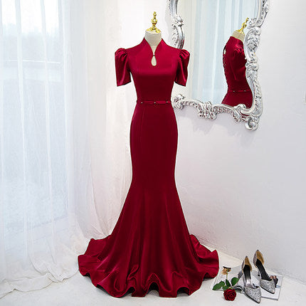Mermaid Red Satin Prom Dresses SH187
