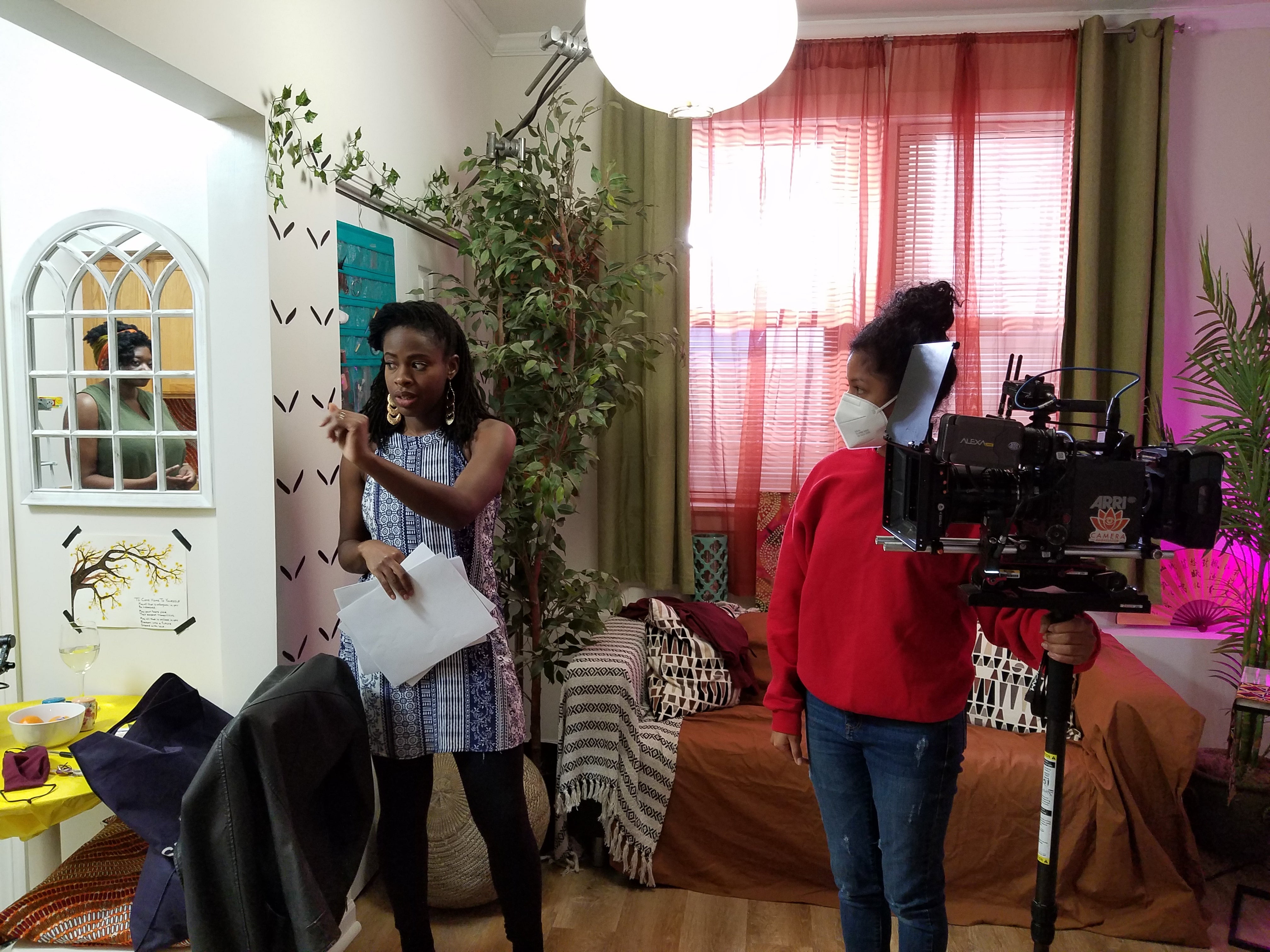Adenike Thomas directing on set of The Red Line