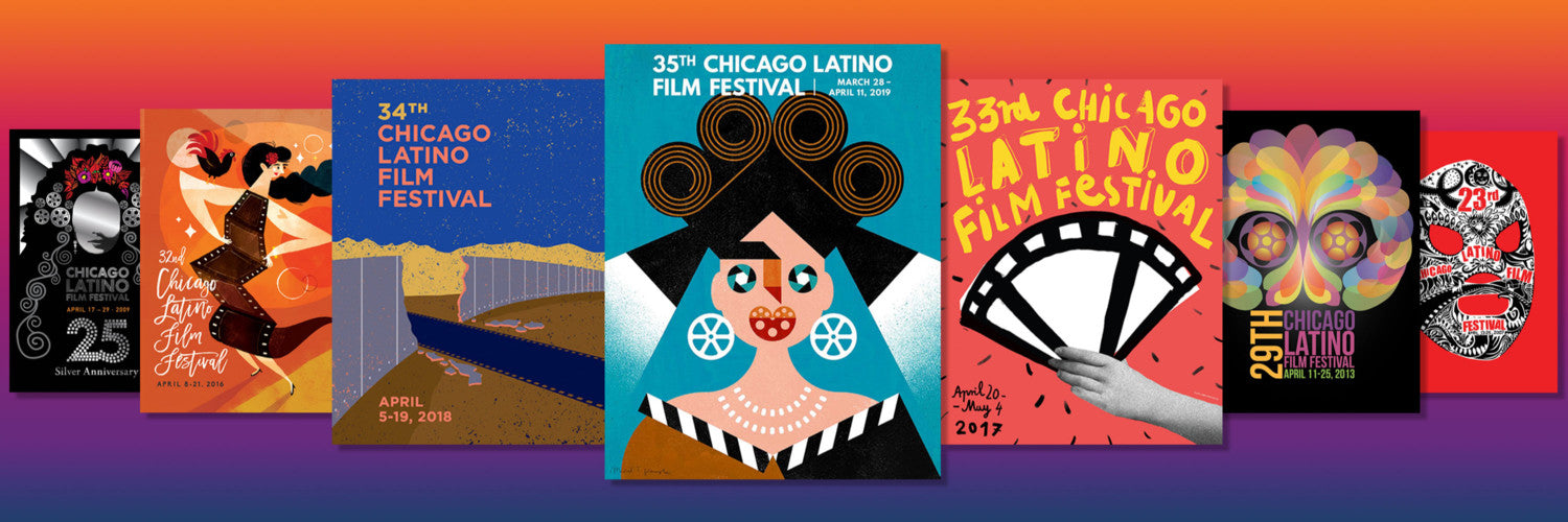 The Chicago Latino Film Festival's prior posters.