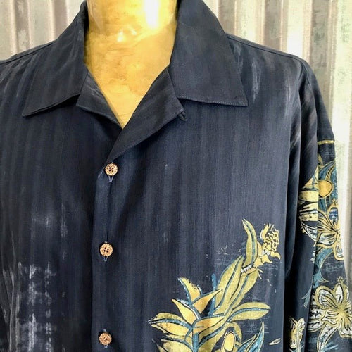Tommy Bahama] Vintage S/S Open Collar Silk Shirt [1990s-] Vintage Silk Shirt
