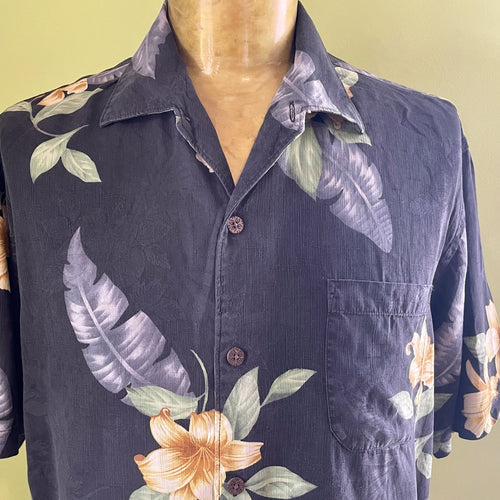 vintage tommy bahama shirt / silk Hawaiian shirt / orange and