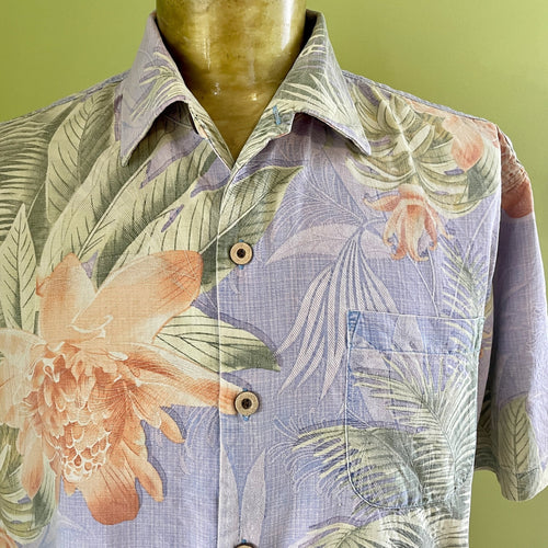 Vintage Tommy Bahama - Floral Shirt Palms - Large 海外 即決-