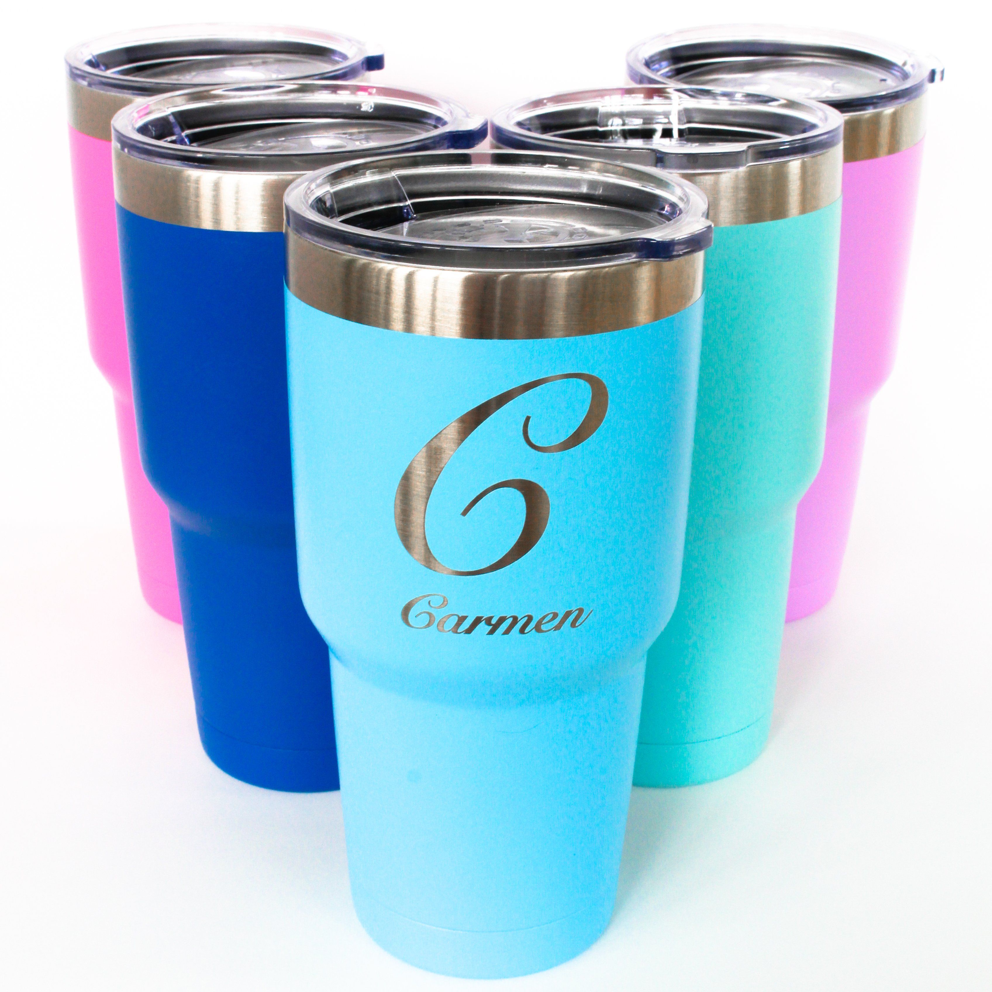 Personalized Powder Coated Tumbler 20oz Engraved Double Wall Insulated Stainless Steel The