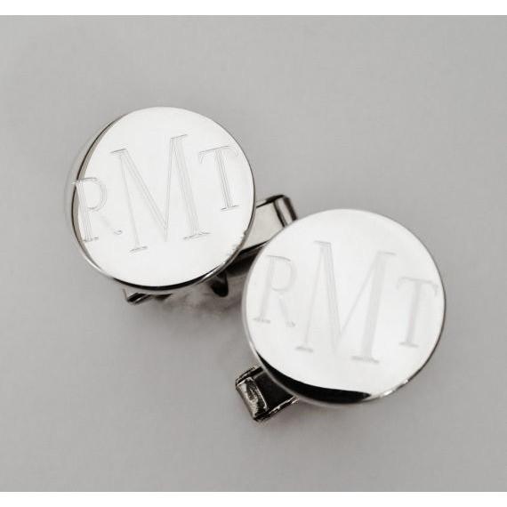 Round Sterling Silver Cufflinks - Monogrammed - The Personal Exchange