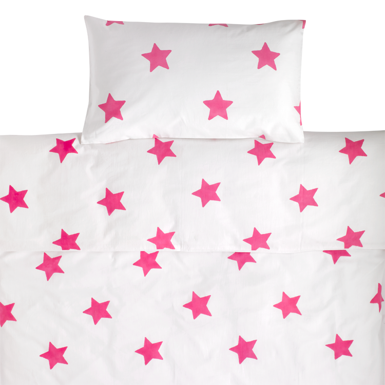 Bright Pink Star Toddler Cot Bed Duvet Set Lulu And Nat