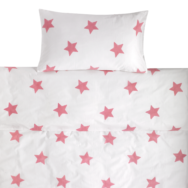pink star cot bedding