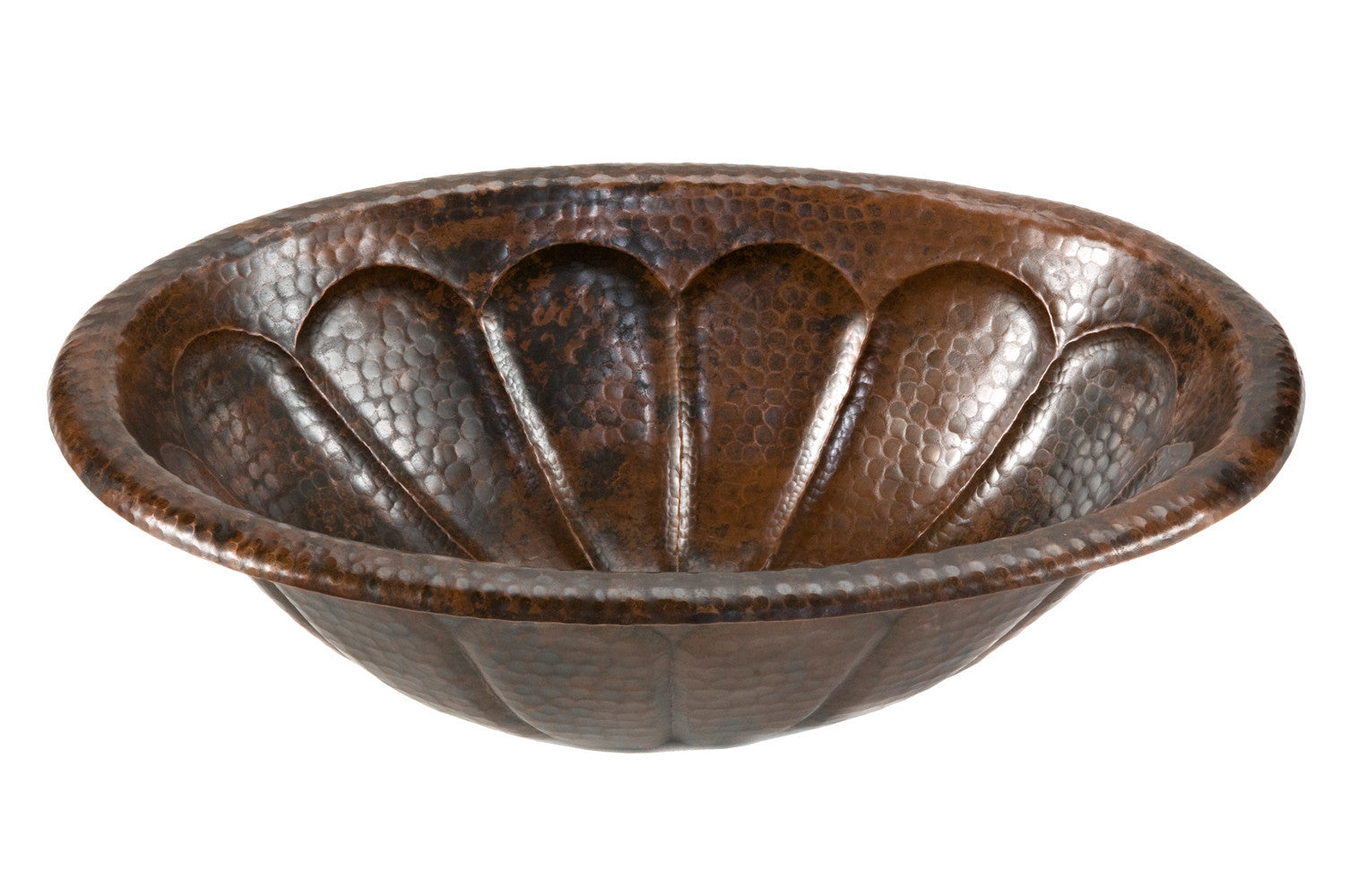 Oval Sunburst Self Rimming Hammered Copper Sink