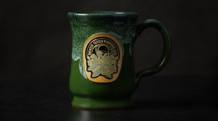 The 2024 Claddagh Fund Mug, a collaboration between Death Wish Coffee and Dropkick Murphys.