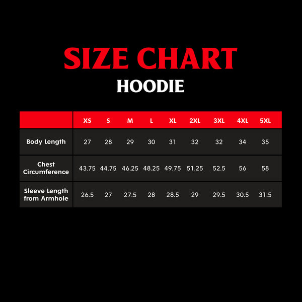 Death Wish Coffee Society Insignia Hoodie Size Chart