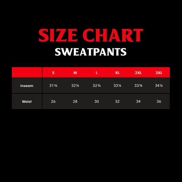 Death Wish Coffee Sweatpants Size Chart