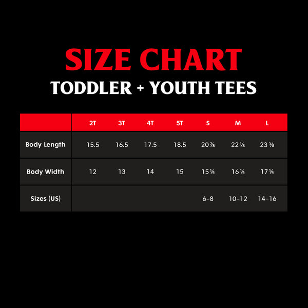 Size Chart - Death Wish Coffee Toddler & Youth Tee