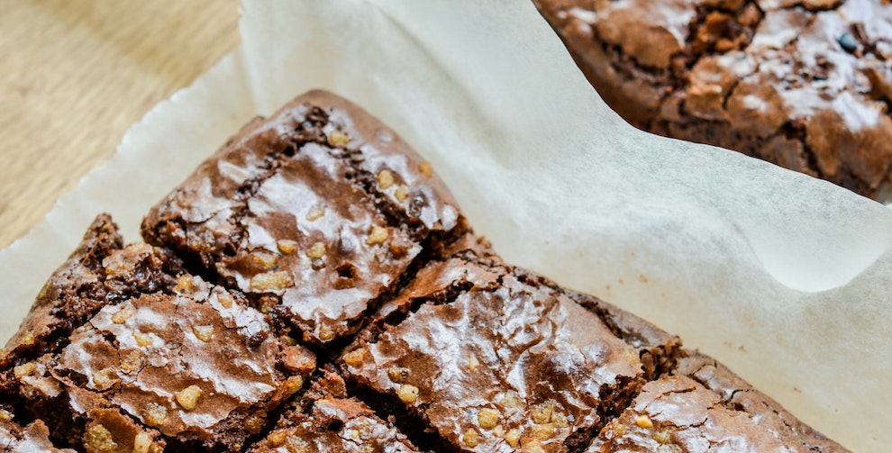 Brownies on parchment paper