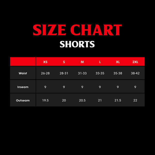 Death Wish Coffee Shorts Size Chart