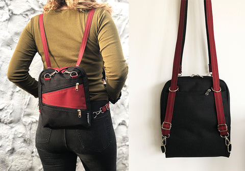 Combined strap to use it as backpack or shoulder bag