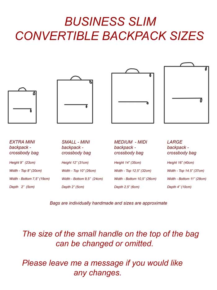 backpack size chart