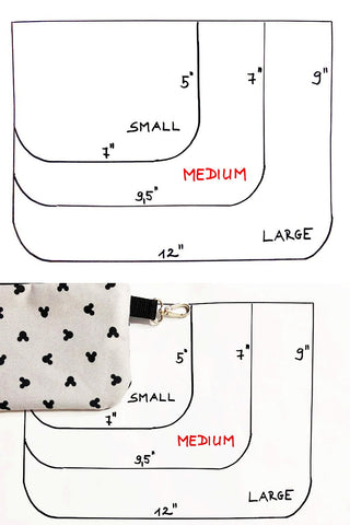 Sling Mickey Mouse bags size chart