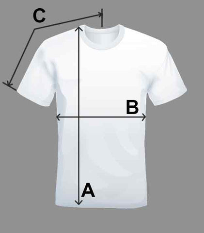 Embroidered T-shirt size chart