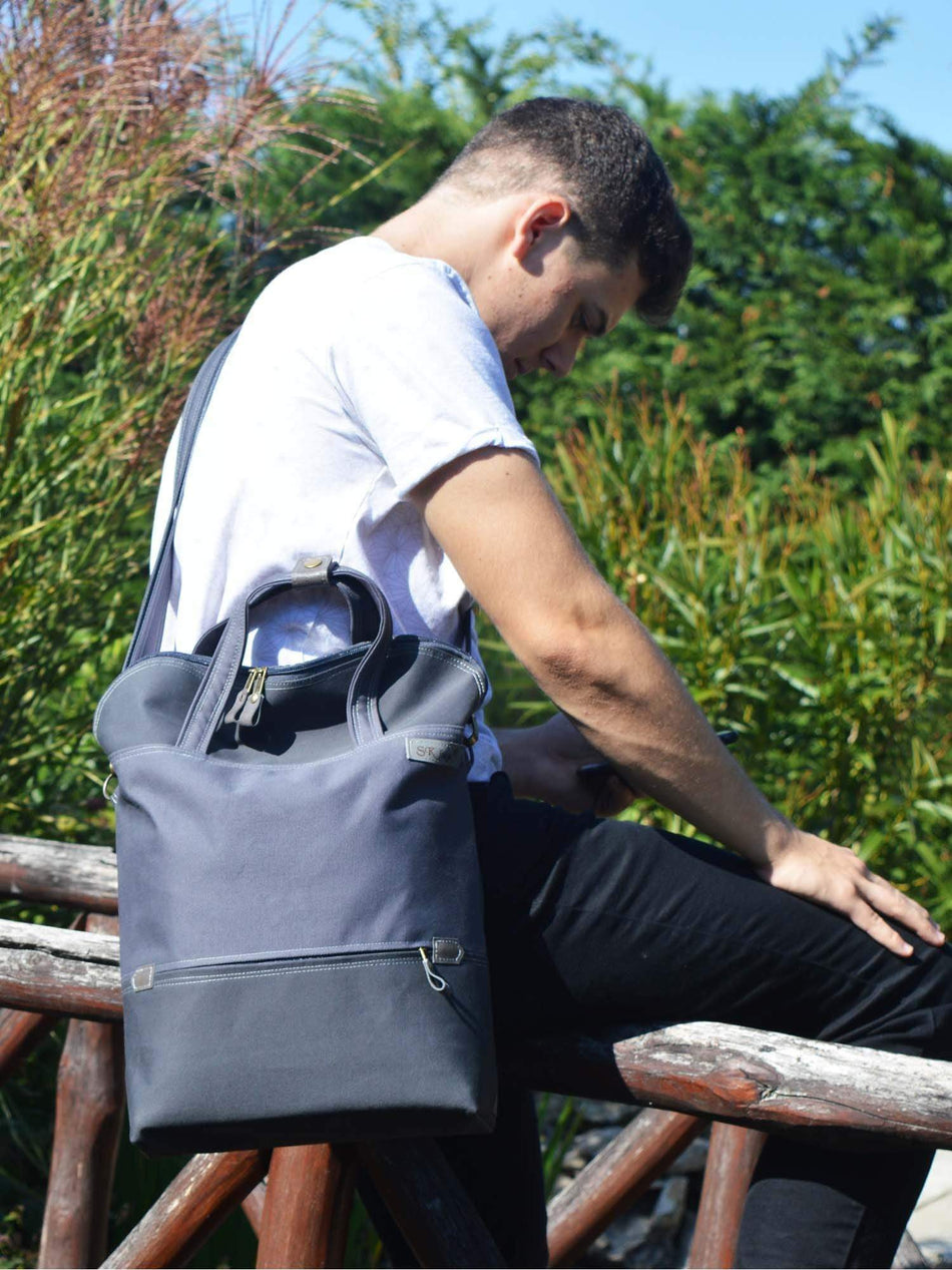 Grey Traveller Customizable Vegan Backpack | Aris Bags