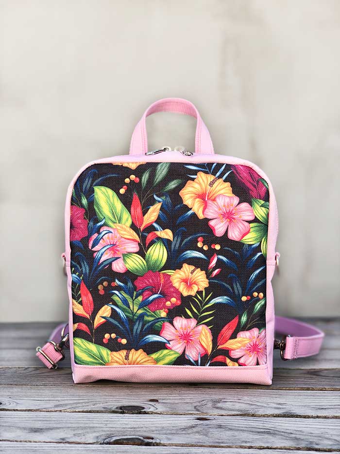 pink floral backpack