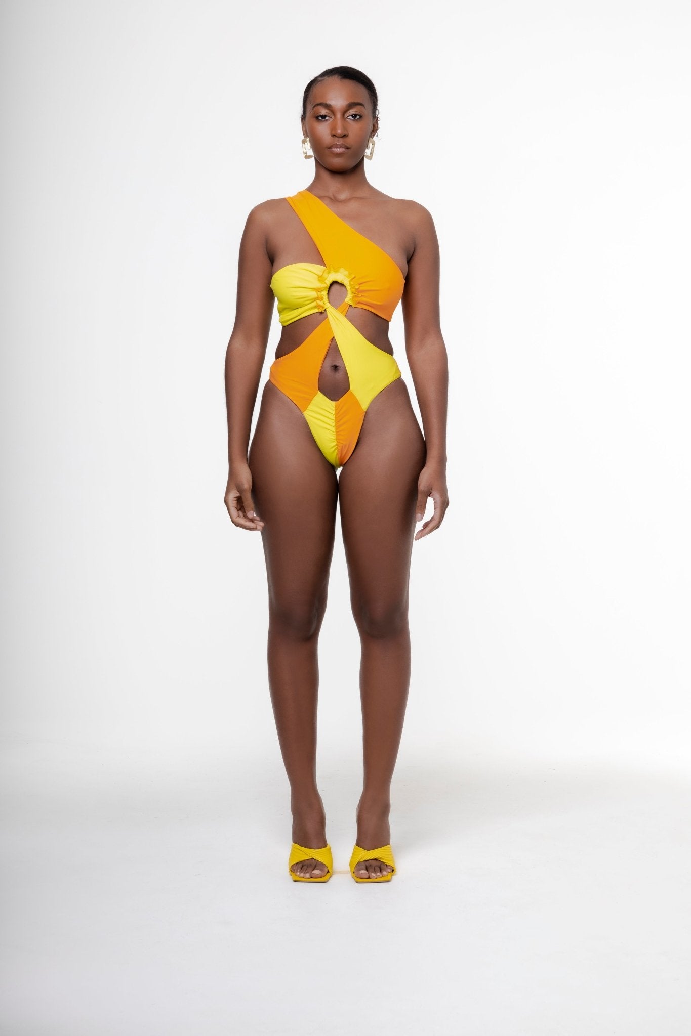 Yellow 1 piece bathing on sale suit