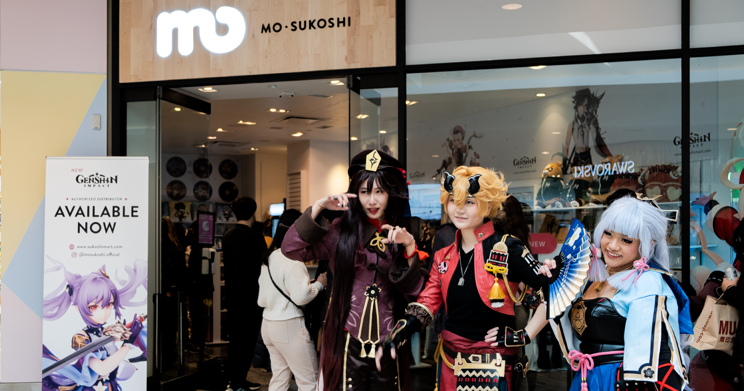 Genshin Impact Cosplayers In Front of the Genshin Impact Launch at MO-SUKOSHI in Scarborough Town Centre