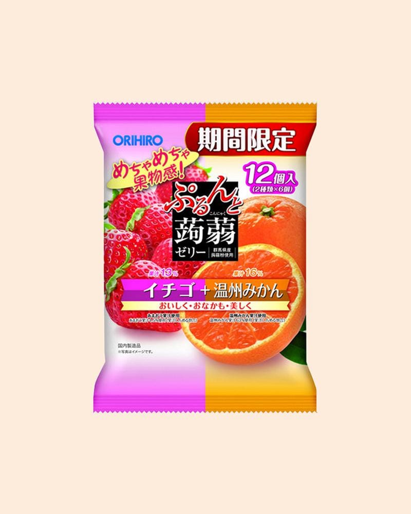 Orihiro Strawberry Orange Konjac Jelly Snack Sukoshi Mart