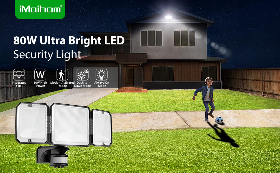 80W Security Light (3-in-1 Motion Sensor & Dusk to Dawn)