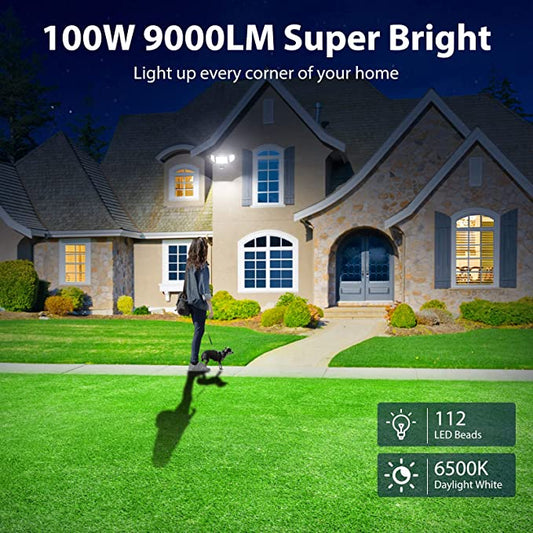Viugreum 100W LED Flood Lights Outdoor, Waterproof IP65 Work Lights, 110V 10000LM Daylight White(6000K), Super Bright Security Floodlights Landscape