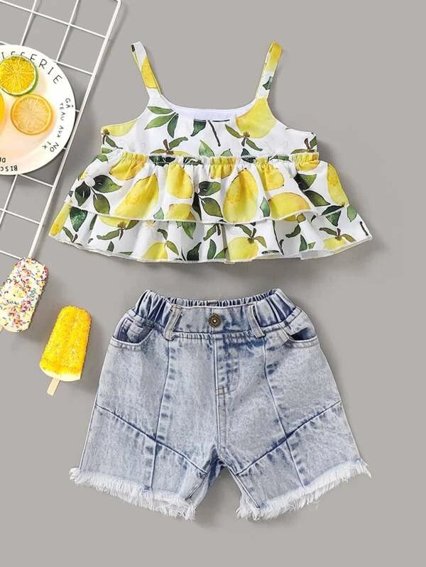 lemon denim shorts